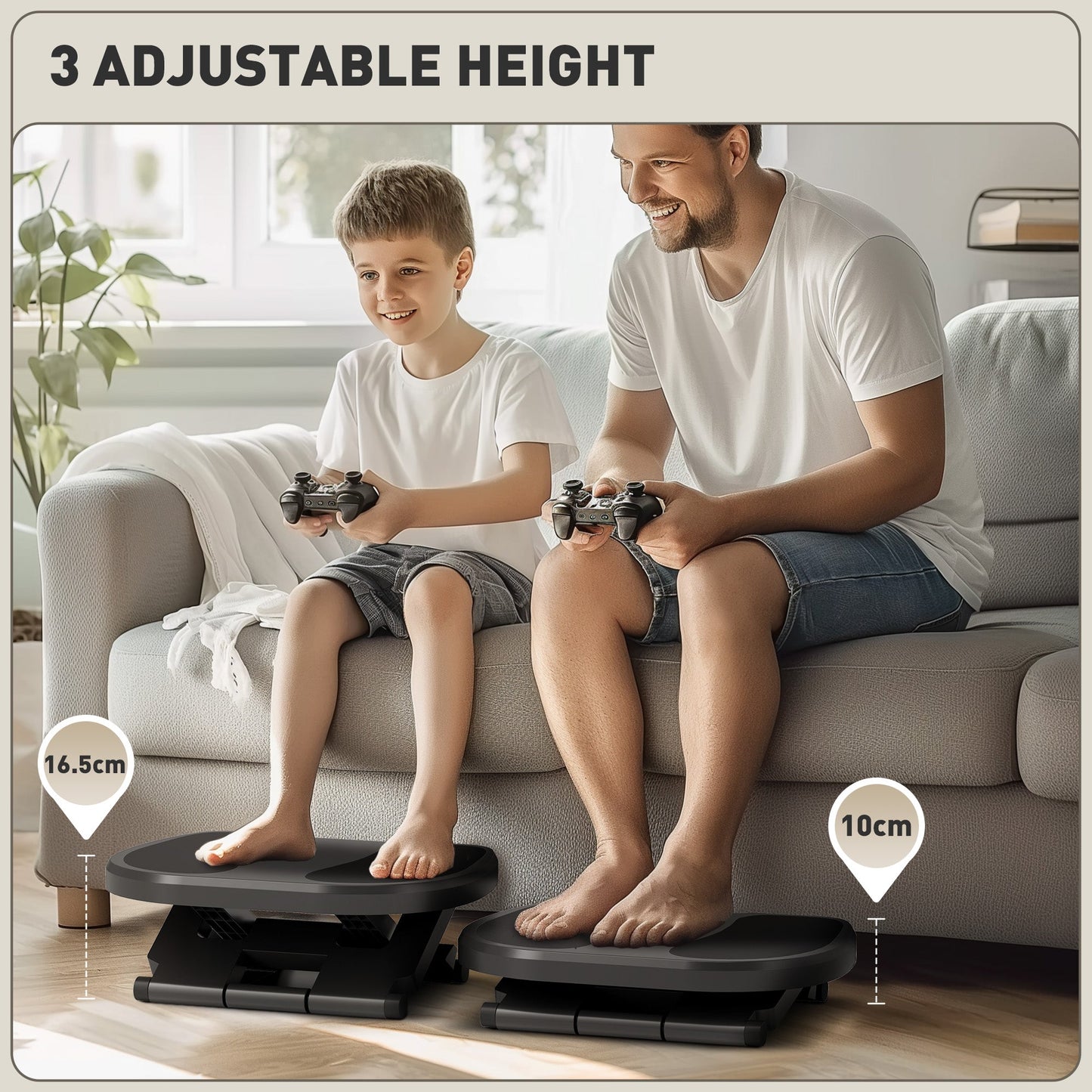 0-30° Three-Height Under-Desk Support Footrest - Grey-3