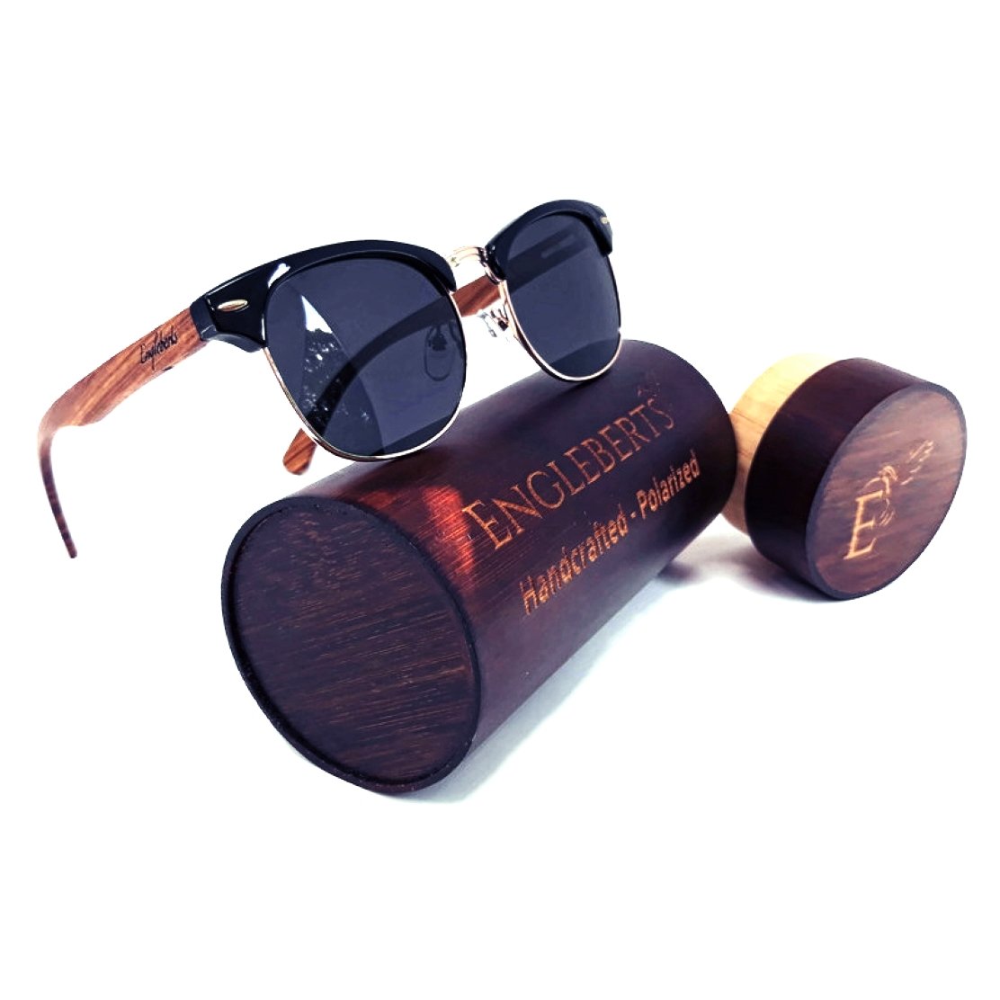 Engleberts Premium Walnut Wood Sunglasses – Polarized with Bamboo Case