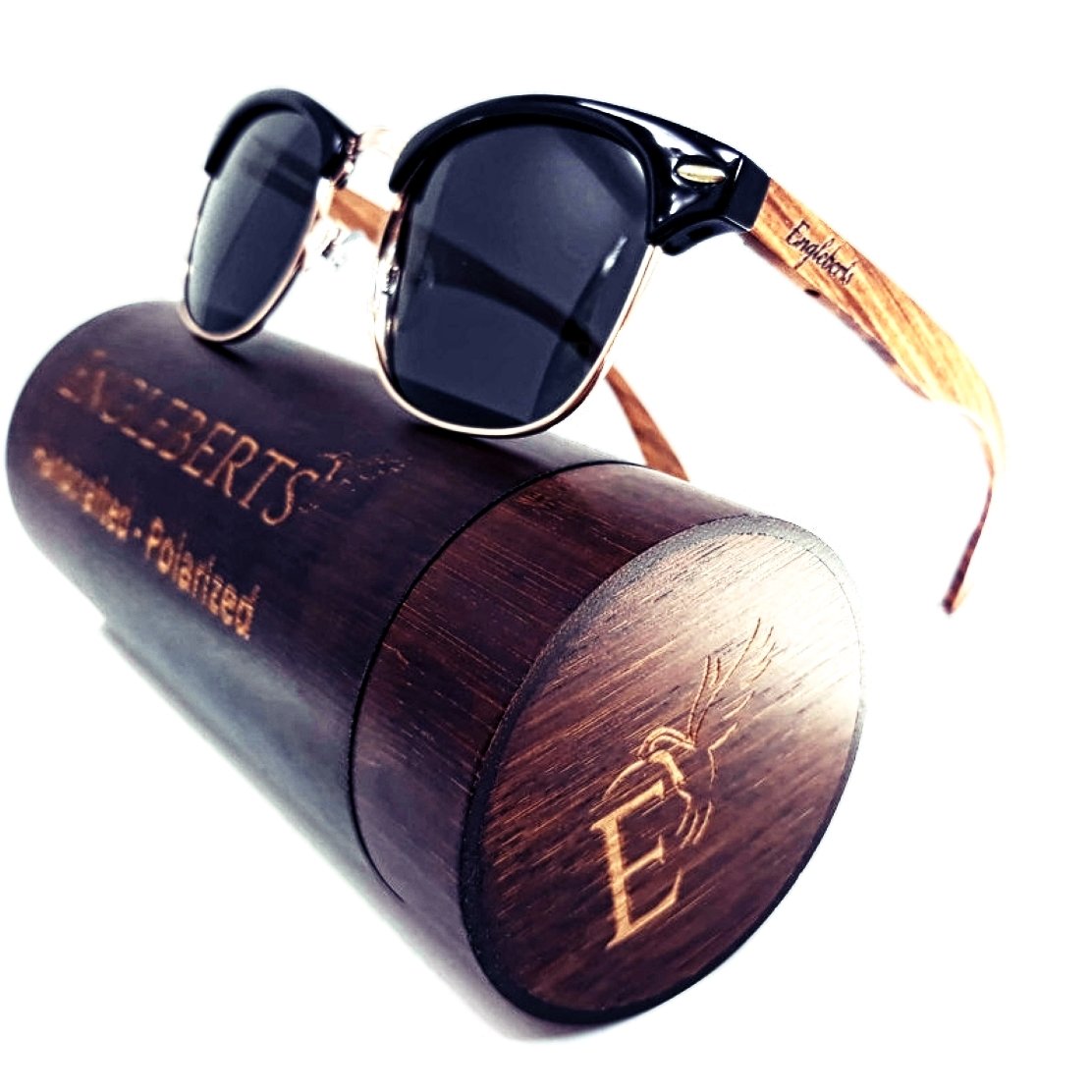 Engleberts Premium Walnut Wood Sunglasses – Polarized with Bamboo Case