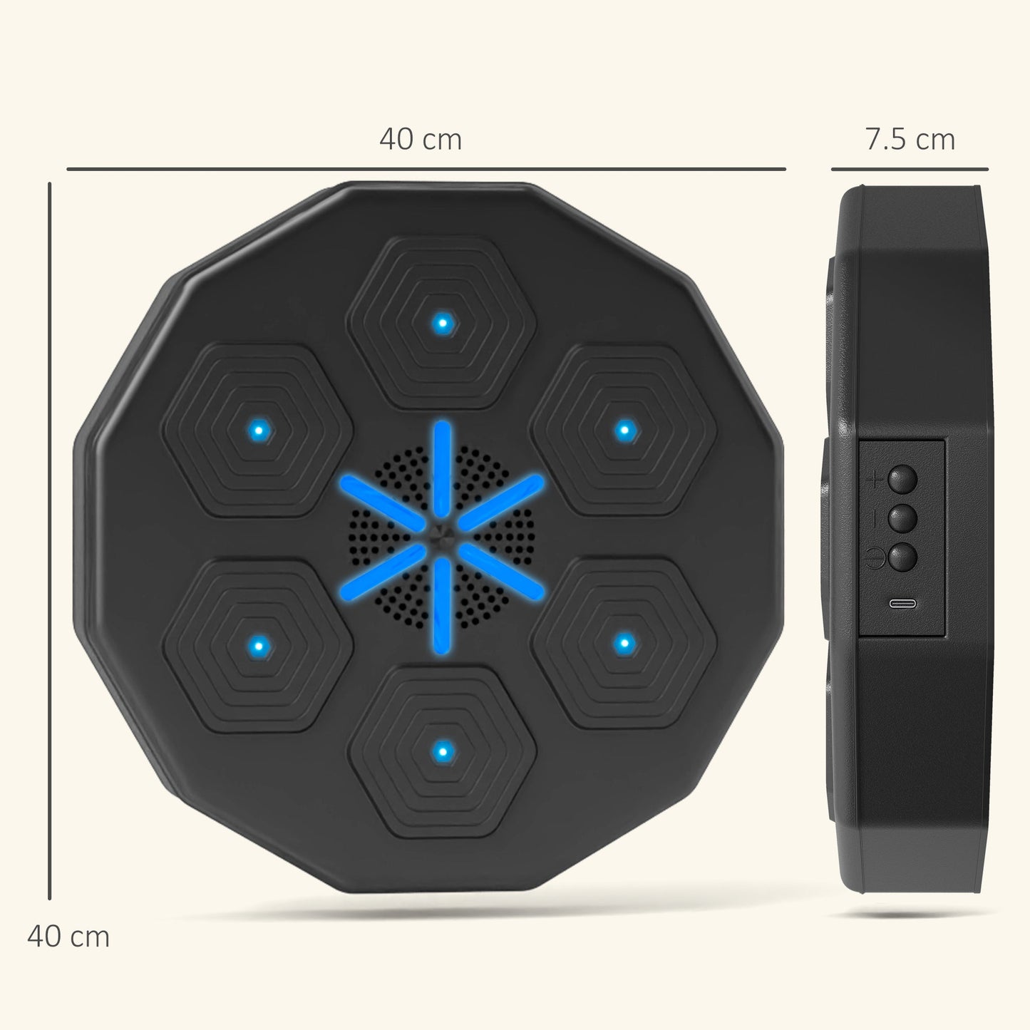 Music Boxing Machine with Bluetooth Connection and LED Light Smart, Wall Mounted for Punching Beat Boxing Training-2