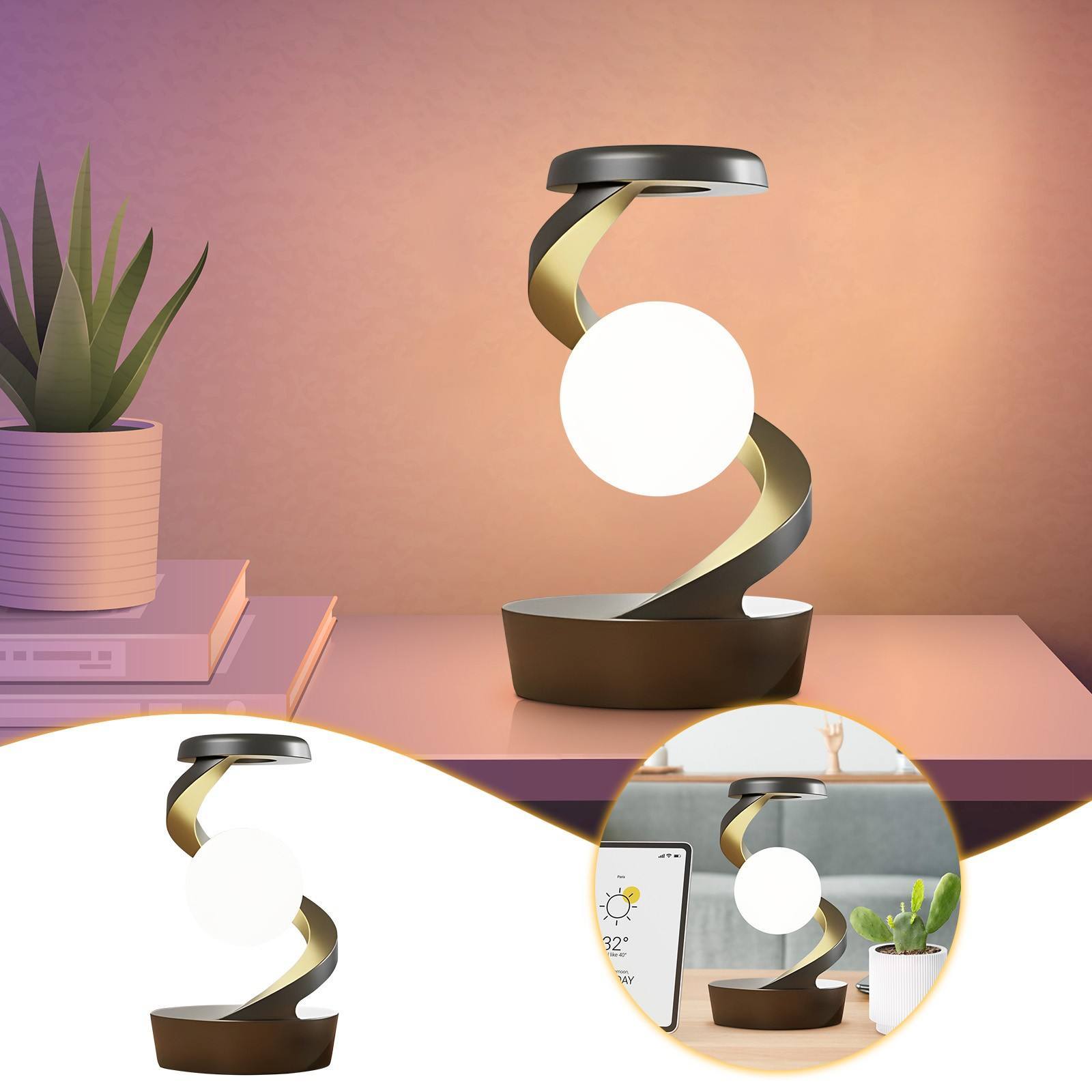 Rotating Moon Desk Lamp With Phone Wireless Charging-2