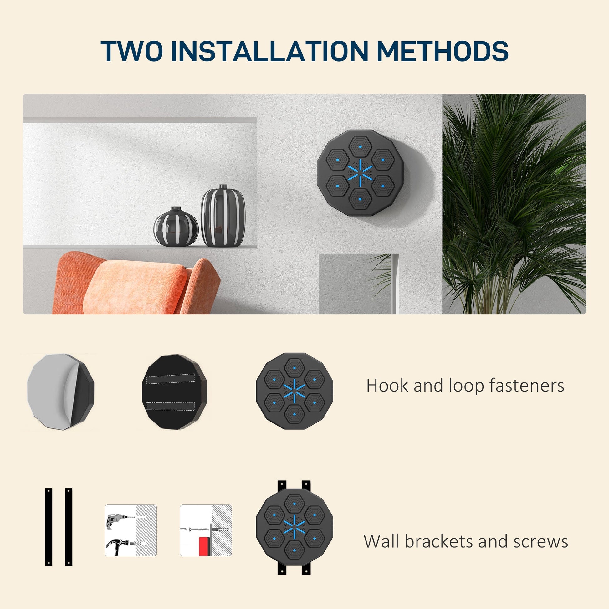 Music Boxing Machine with Bluetooth Connection and LED Light Smart, Wall Mounted for Punching Beat Boxing Training-4