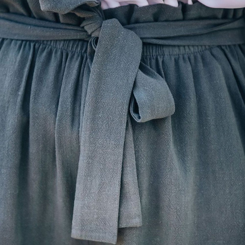 Cotton Pocketed Paper Bag Waist Shorts