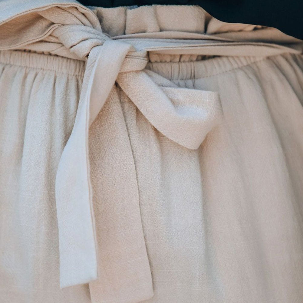 Cotton Pocketed Paper Bag Waist Shorts