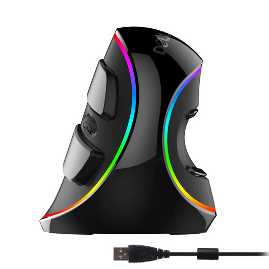 Vertical RGB Ergonomic Wired Mouse – Multi-DPI with LED Light (USB, Right-Handed)